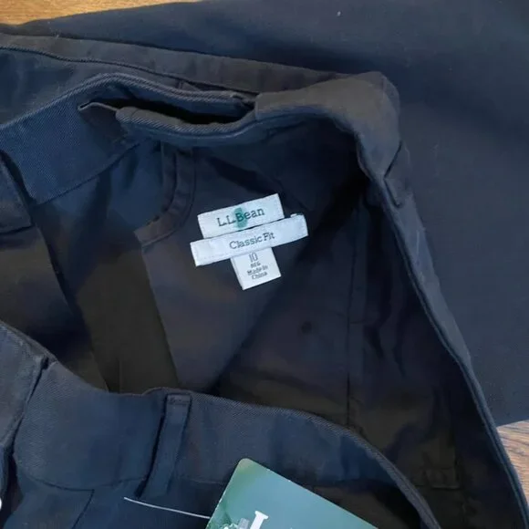 (2) L.L. Bean Classic Fit 10R khaki (Whalebone) and black cropped pants Bayside - Picture 7 of 9